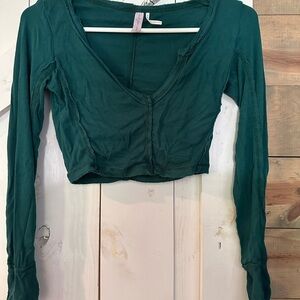 Urban Outfitters Deep Green Long Sleeve Bodysuit